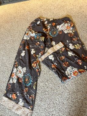 punjammies Floral Wide-Leg Pajama Pants with embroidery Trim